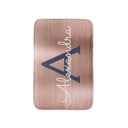 Roos goudpenseel monogram naam en Initiaal Badmat (Voorkant Verticaal)