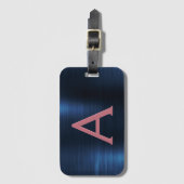 Roos goudpenseel monogram naam en Initiaal Bagagelabel (Voorkant (verticaal))