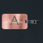 Roos goudpenseel monogram naam en Initiaal Bagagelabel<br><div class="desc">Roos Gold} Blush Roze geborsteld Metaal Foil monogram Naam en Bagagelabel Initiaal. Dit label is perfect voor Terug naar School,  Werk of Reizen.</div>