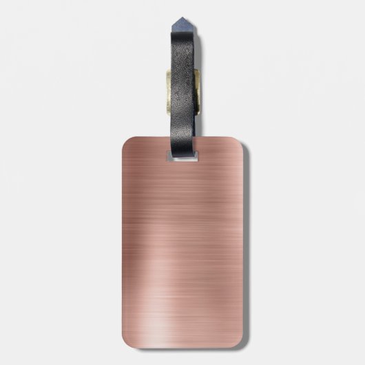 Roos goudpenseel monogram naam en Initiaal Bagagelabel (Achterkant verticaal)