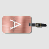 Roos goudpenseel monogram naam en Initiaal Bagagelabel (Voorkant (horizontaal))