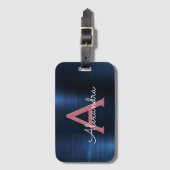 Roos goudpenseel monogram naam en Initiaal Bagagelabel (Voorkant (verticaal))