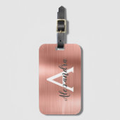 Roos goudpenseel monogram naam en Initiaal Bagagelabel (Voorkant (verticaal))