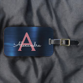 Roos goudpenseel monogram naam en Initiaal Bagagelabel