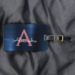 Roos goudpenseel monogram naam en Initiaal Bagagelabel