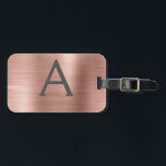 Roos goudpenseel monogram naam en Initiaal Bagagelabel<br><div class="desc">Roos Gold} Blush Roze geborsteld Metaal Folie Monogram naam en Initiaal Bagagelabel. Dit label is perfect voor Terug naar School,  Werk of Reizen.</div>