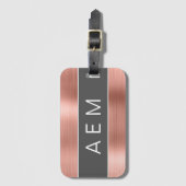 Roos goudpenseel monogram naam en Initiaal Bagagelabel (Voorkant (verticaal))