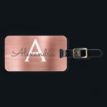 Roos goudpenseel monogram naam en Initiaal Bagagelabel<br><div class="desc">Roos Gold} Blush Roze geborsteld Metaal Folie Monogram naam en Initiaal Bagagelabel. Dit label is perfect voor Terug naar School,  Werk of Reizen.</div>