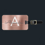 Roos goudpenseel monogram naam en Initiaal Bagagelabel<br><div class="desc">Roos Gold} Blush Roze geborsteld Metaal Folie Monogram naam en Initiaal Bagagelabel. Dit label is perfect voor Terug naar School,  Werk of Reizen.</div>