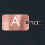 Roos goudpenseel monogram naam en Initiaal Bagagelabel<br><div class="desc">Roos Gold} Blush Roze geborsteld Metaal Folie Monogram naam en Initiaal Bagagelabel. Dit label is perfect voor Terug naar School,  Werk of Reizen.</div>