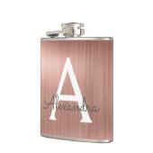 Roos goudpenseel monogram naam en Initiaal Heupfles (Links)