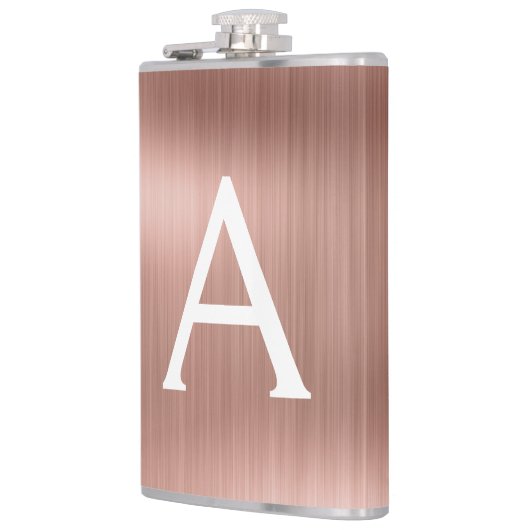 Roos goudpenseel monogram naam en Initiaal Heupfles (Links)