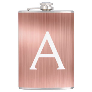 Roos goudpenseel monogram naam en Initiaal Heupfles