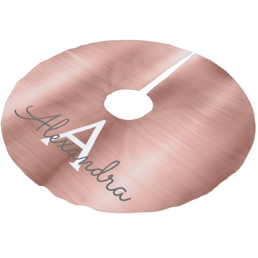 Roos goudpenseel monogram naam en Initiaal Kerstboom Rok (Gekanteld)