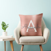Roos goudpenseel monogram naam en Initiaal Kussen (Stoel)