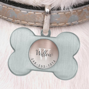 Roos goudpenseel monogram Ombre Dog Bone Huisdieren Naamplaatje