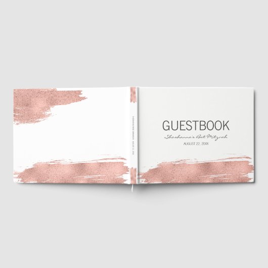 Roos goudpenseelbat Mitzvah Guest Book Gastenboek (Volledig)