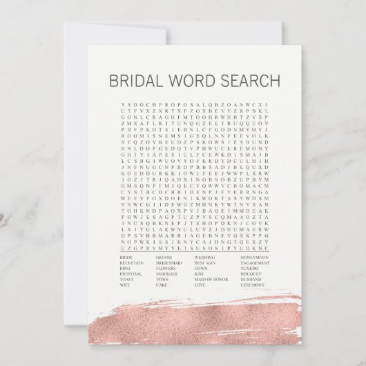 Roos goudpenseelkneep Word Search Game Kaart (Voorkant)