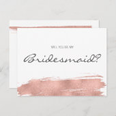 Roos goudpenseelpenseel... ben je mijn Bridesmaid. Uitnodiging Briefkaart (Voorkant / Achterkant)