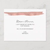 Roos goudpenseelpenseel... ben je mijn Bridesmaid. Uitnodiging Briefkaart (Achterkant)