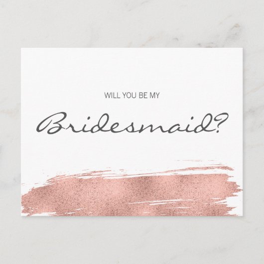 Roos goudpenseelpenseel... ben je mijn Bridesmaid. Uitnodiging Briefkaart (Voorkant)