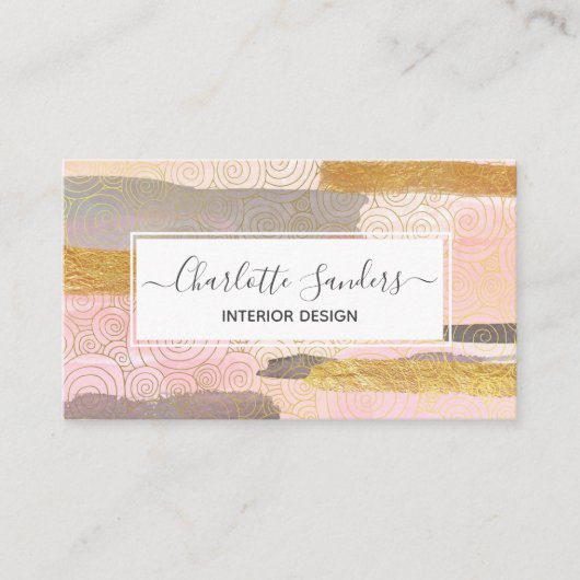 Roos goudpenseelpenseelstreken visitekaartje (Voorkant)