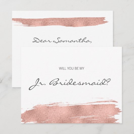 Roos goudpenseelstreek is mijn JR Junior Bridesmai Uitnodiging Briefkaart (Voorkant / Achterkant)