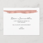 Roos goudpenseelstreek is mijn JR Junior Bridesmai Uitnodiging Briefkaart (Achterkant)