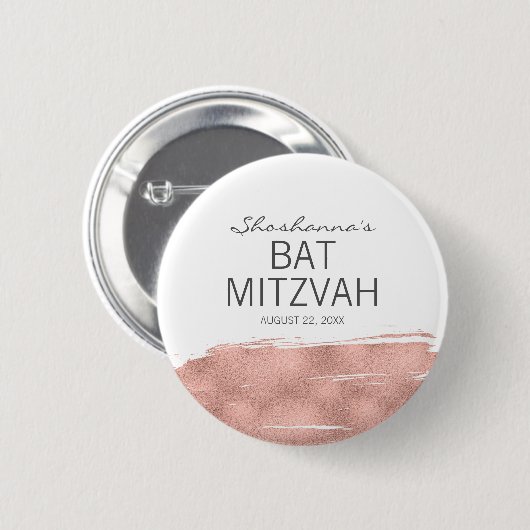 Roos goudpenseelstreek met Mitzvah Button (Voorkant /achterkant)
