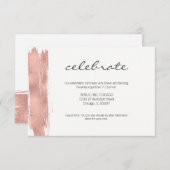 Roos goudpenseelstreek met Mitzvah Reception Kaart (Voorkant / Achterkant)