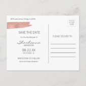 Roos goudpenseelstreek op Mitzvah slaat de datum o Aankondigingskaart (Achterkant)