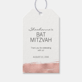 Roos goudpenseelstreek rond Mitzvah Favor Gift Lab Cadeaulabel