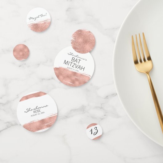 Roos goudpenseelstreek rond Mitzvah Table Confetti (Groep)