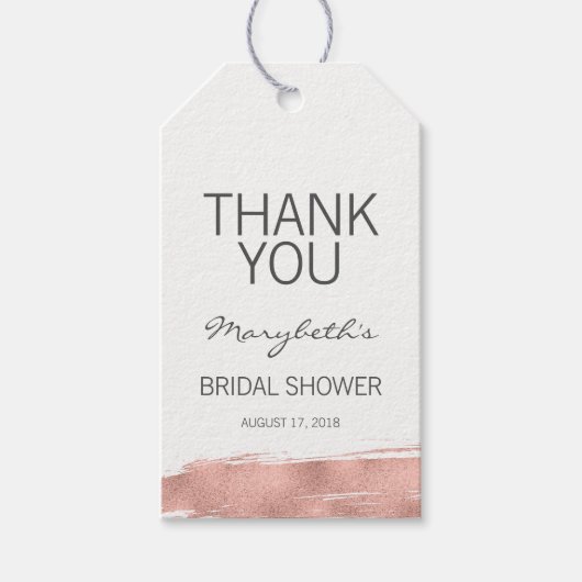 Roos goudpenseelstreek Vrijgezellenfeest Dank u La Cadeaulabel (Voorkant)