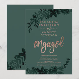 Roos goudpografie Floral green verloving party Kaart