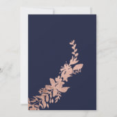 Roos goudpografie Floral navy blue bruiloft Kaart (Achterkant)