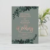Roos goudpografie Floral sage green bruiloft Kaart (Staand voorkant)