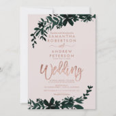 Roos goudpografie Floral soft peach bruiloft Kaart (Voorkant)