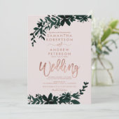 Roos goudpografie Floral soft peach bruiloft Kaart (Staand voorkant)