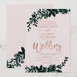 Roos goudpografie Floral soft peach bruiloft Kaart