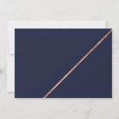 Roos goudpografie navy blue chic bruiloft kaart (Achterkant)