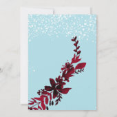 Roos goudpografie rode bladsneeuw blauwe bruiloft kaart (Achterkant)