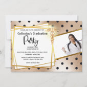 Roos goudpolka dot DIY foto caduceus afstuderen Kaart (Voorkant)