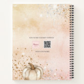 Roos goudpompoen glitter monogram notitieboek (Achterkant)