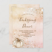 Roos goudpompoen Thanksgiving Dinner Uitnodiging Briefkaart (Voorkant / Achterkant)