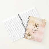 Roos goudpompoenen monogram naam dagboek notitieboek (Binnen)