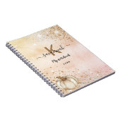 Roos goudpompoenen monogram naam dagboek notitieboek (Rechterzijde)