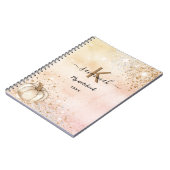 Roos goudpompoenen monogram naam dagboek notitieboek (Linkerzijde)