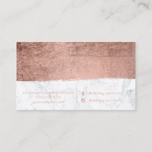 Roos goudpushslag marmer make-up typografie visitekaartje (Achterkant)