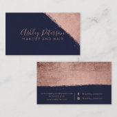 Roos goudpushslag navy hair makeup typografie visitekaartje (Voorkant / Achterkant)